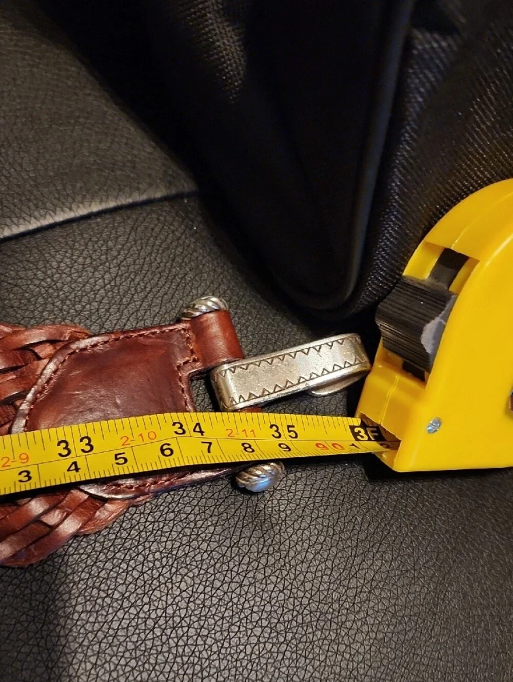 Brighton Brown Woven Leather Belt with Silver Ring Buckle